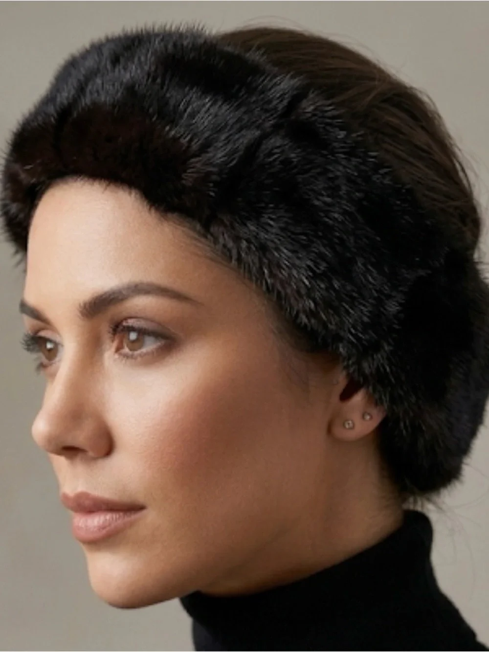 NWOT Luxury Dark Brown Mink Fur Headband / Ear Warmer